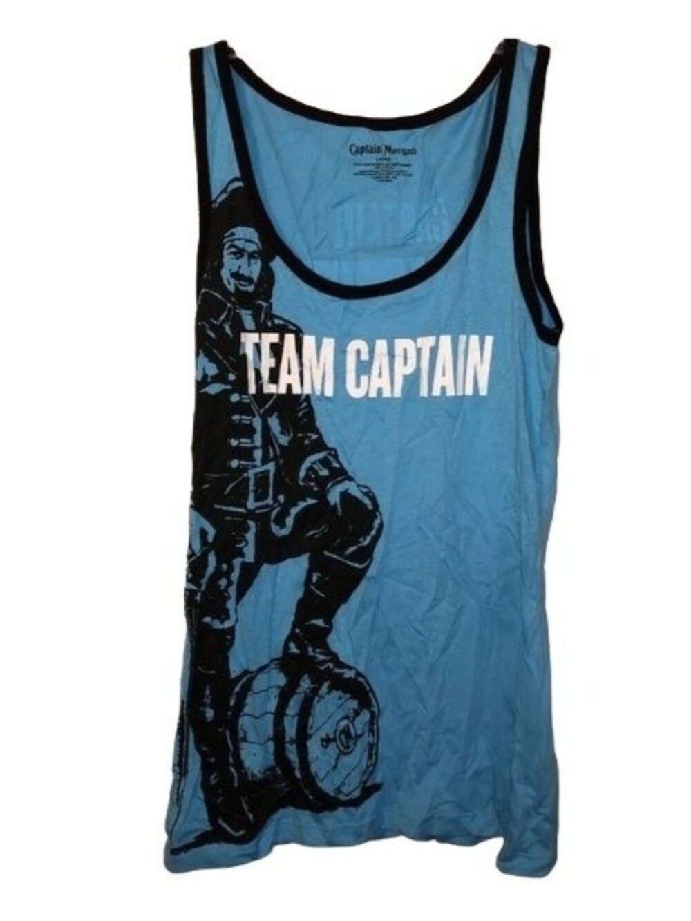 captain morgan blue tank top shirt youth cotton blend large bust 15" READ
